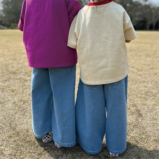 wide denimpants "yururi"